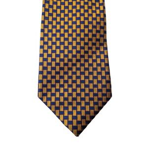 Joseph A Bank Signature Collection Woven Gold/Blue 100% Silk Hand Made Necktie
